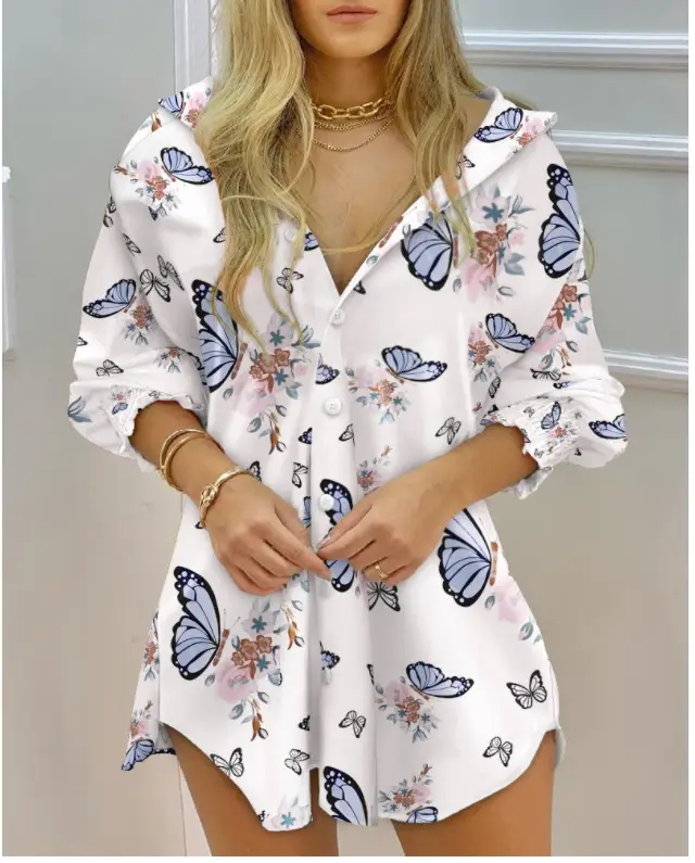 2022 V-Neck Striped Shirt Dress for Women - Image 2