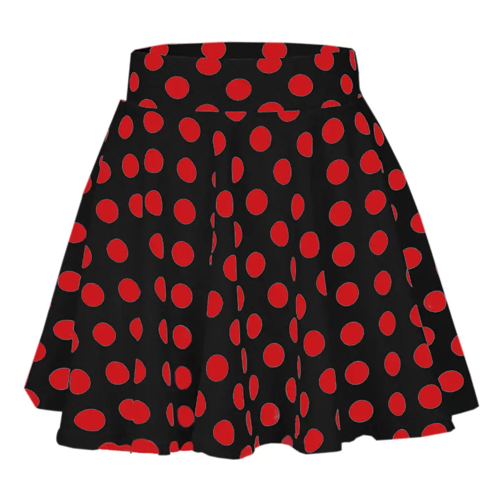Red Polka Dot Swing Skirt Mini Large - Image 13