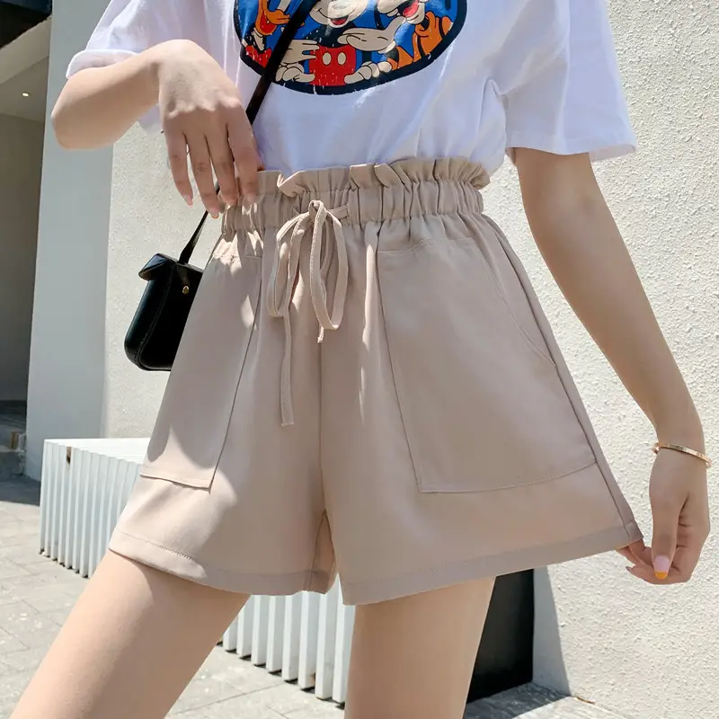 Black Slimming Wide Leg Shorts for Women - Image 3