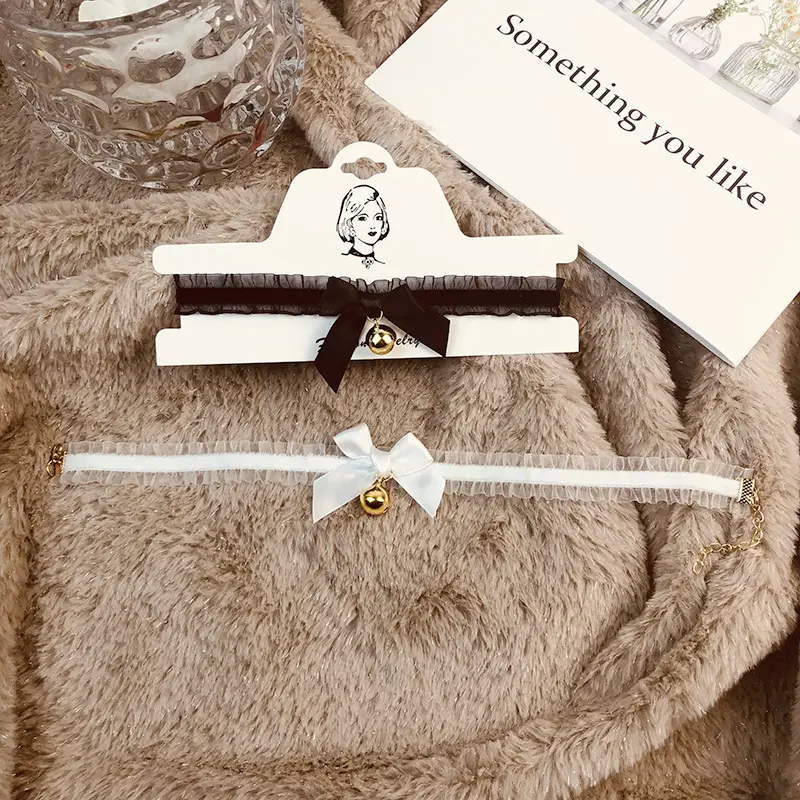 White Faux Fur Bell Headband with Gold Bell - Image 7