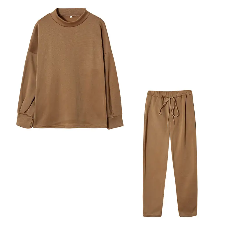 Women's 2-Piece Fall Winter Suit Cream High Neck Pants — feature 21