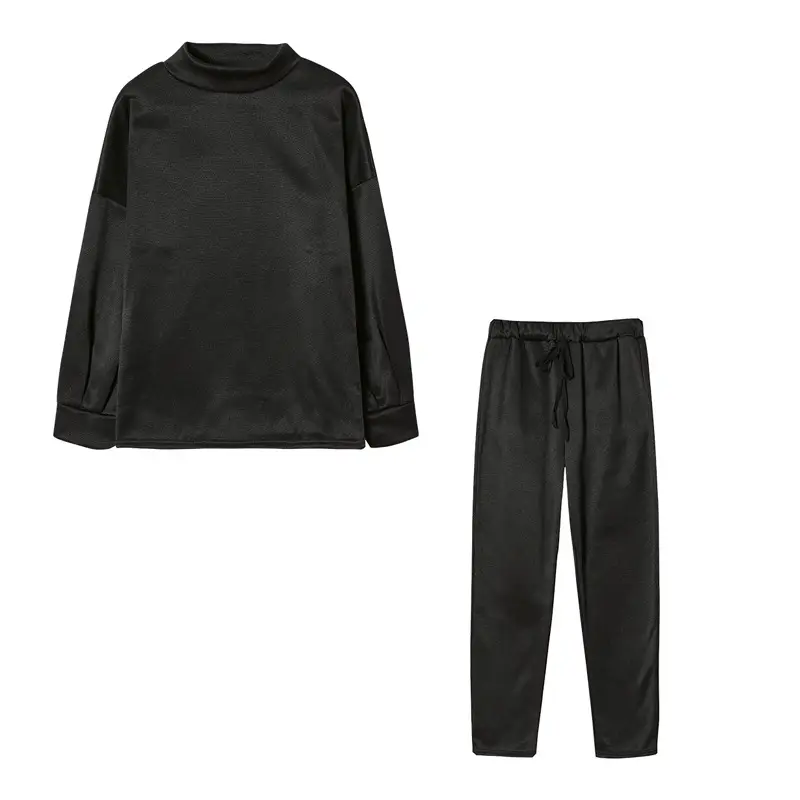 Women's 2-Piece Fall Winter Suit Cream High Neck Pants — feature 24