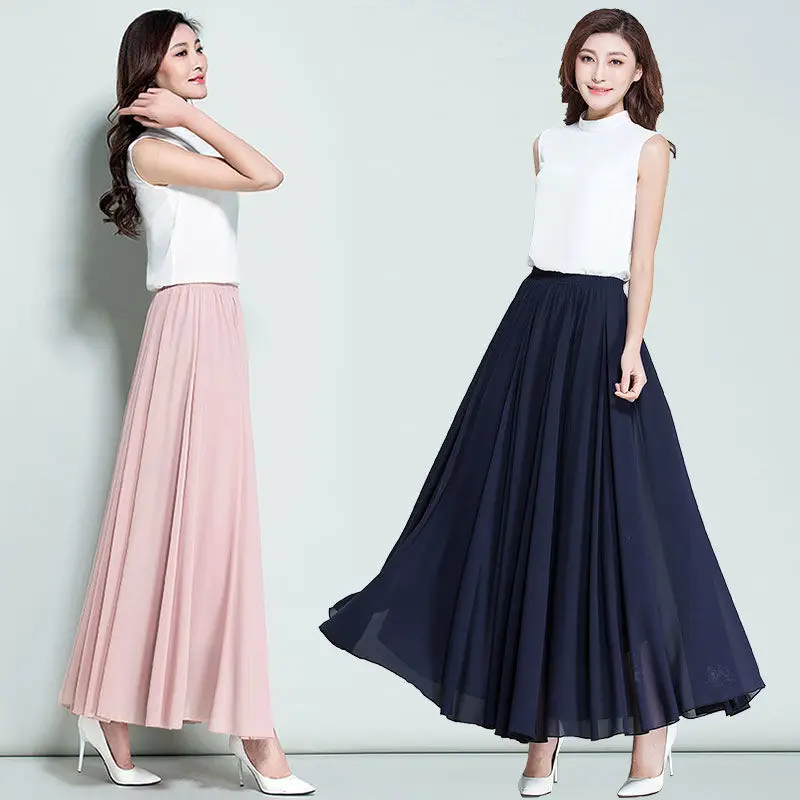 Green Chiffon Half-Skirt Dress for Women Spring Summer