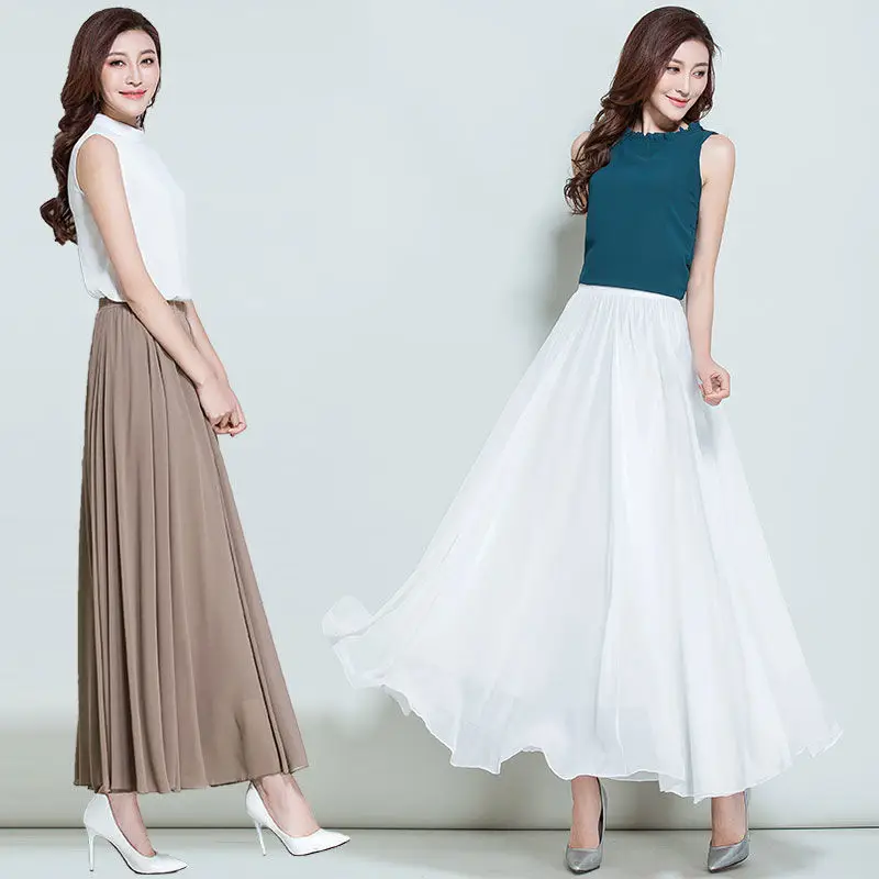 Green Chiffon Half-Skirt Dress for Women Spring Summer