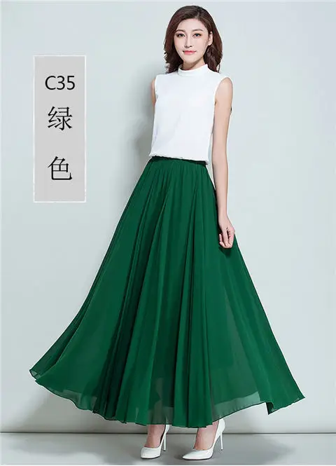 Green Chiffon Half-Skirt Dress for Women Spring Summer — feature 13