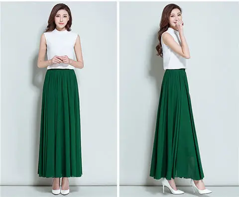 Green Chiffon Half-Skirt Dress for Women Spring Summer — feature 14