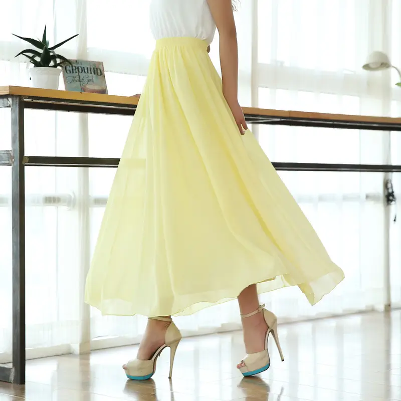 Green Chiffon Half-Skirt Dress for Women Spring Summer