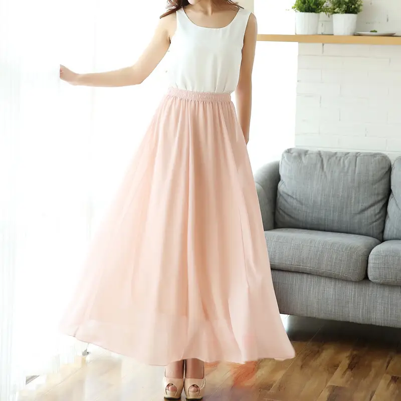 Green Chiffon Half-Skirt Dress for Women Spring Summer
