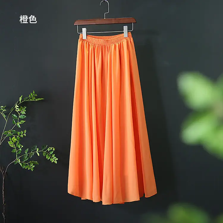 Green Chiffon Half-Skirt Dress for Women Spring Summer