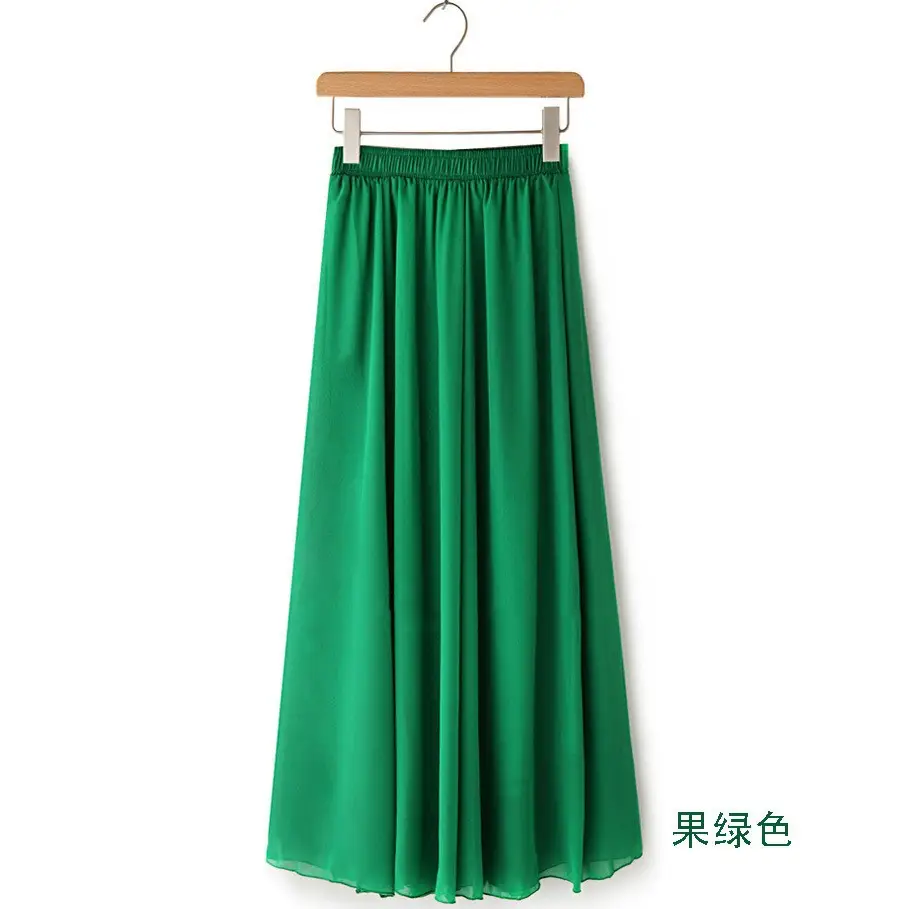 Green Chiffon Half-Skirt Dress for Women Spring Summer