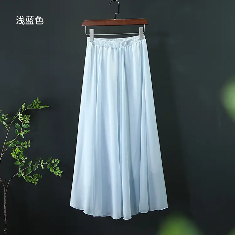 Green Chiffon Half-Skirt Dress for Women Spring Summer