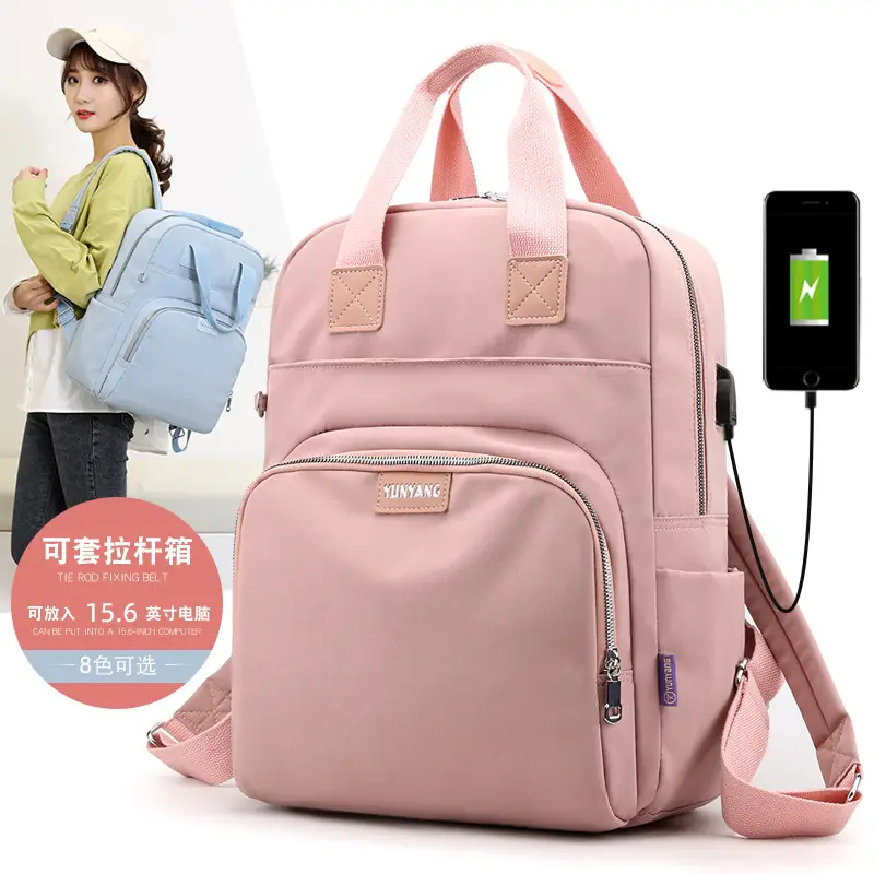 Women's Black Nylon Shoulder Bag with Zip Pockets — feature 14
