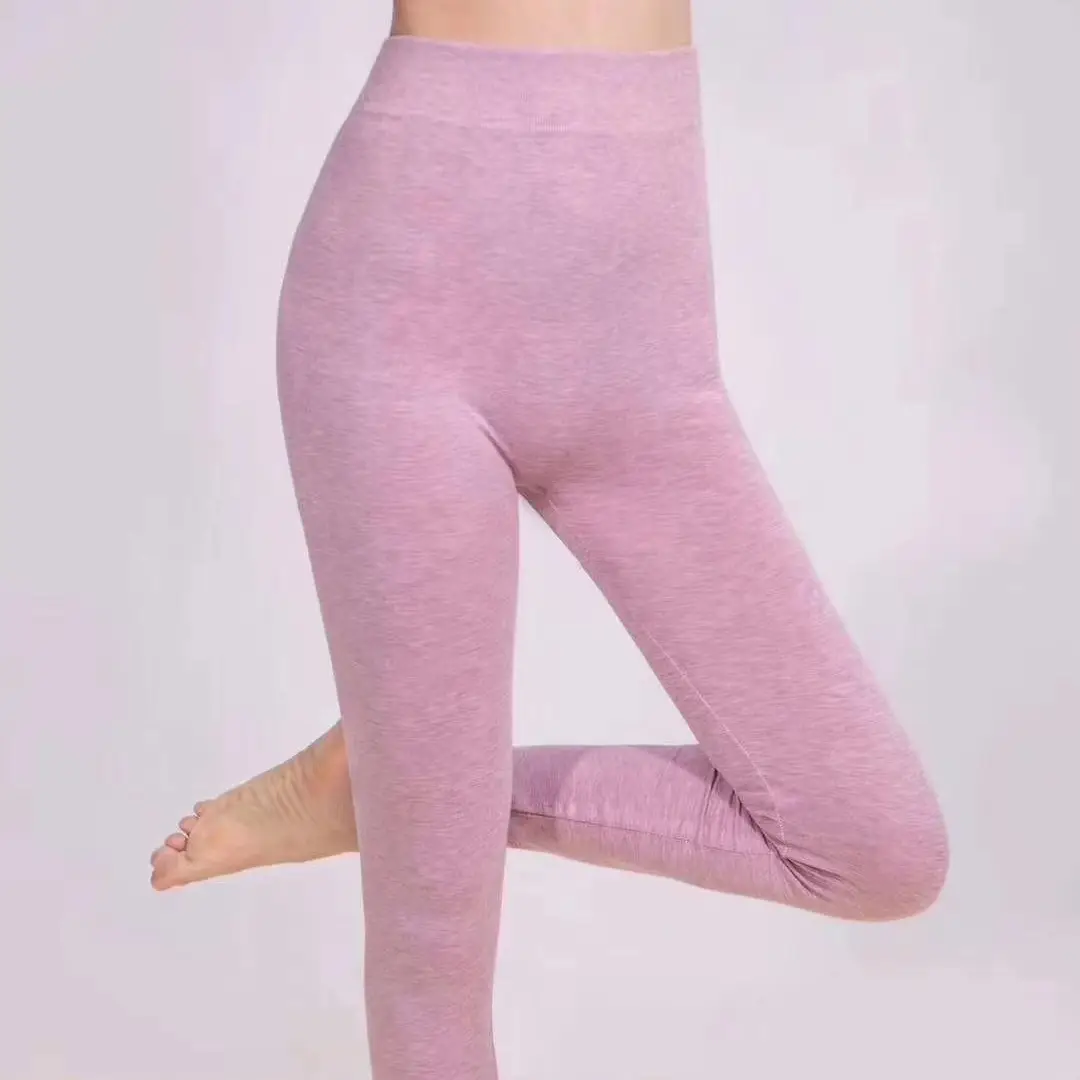 Women's Pink Long Johns Modal Leggings Large - Image 5