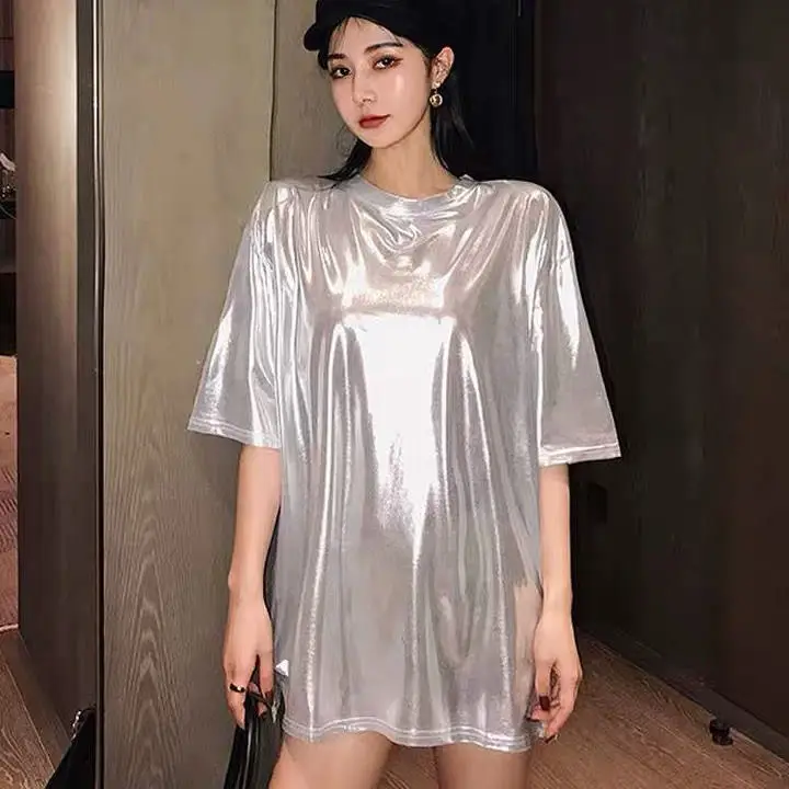 Women's Shiny T-Shirt Spring 2025 Loose Fit - Image 6