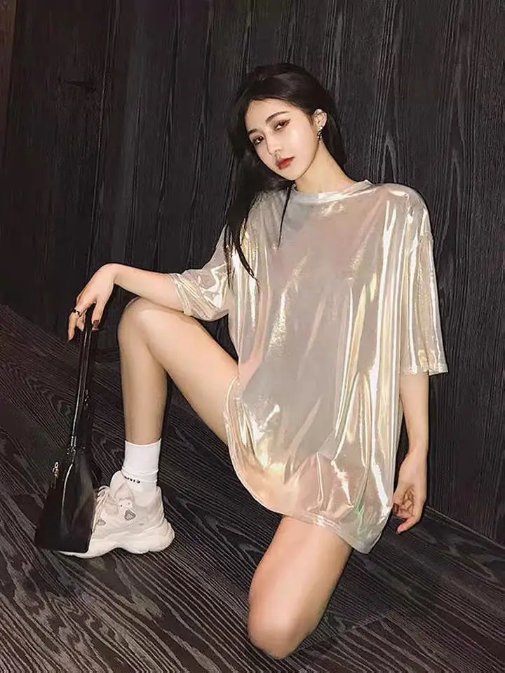 Women's Shiny T-Shirt Spring 2025 Loose Fit — feature 2