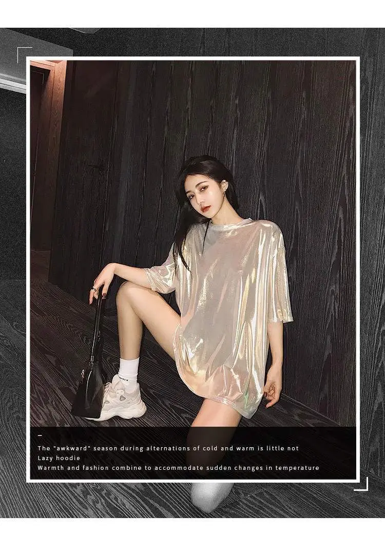 Women's Shiny T-Shirt Spring 2025 Loose Fit — feature 5