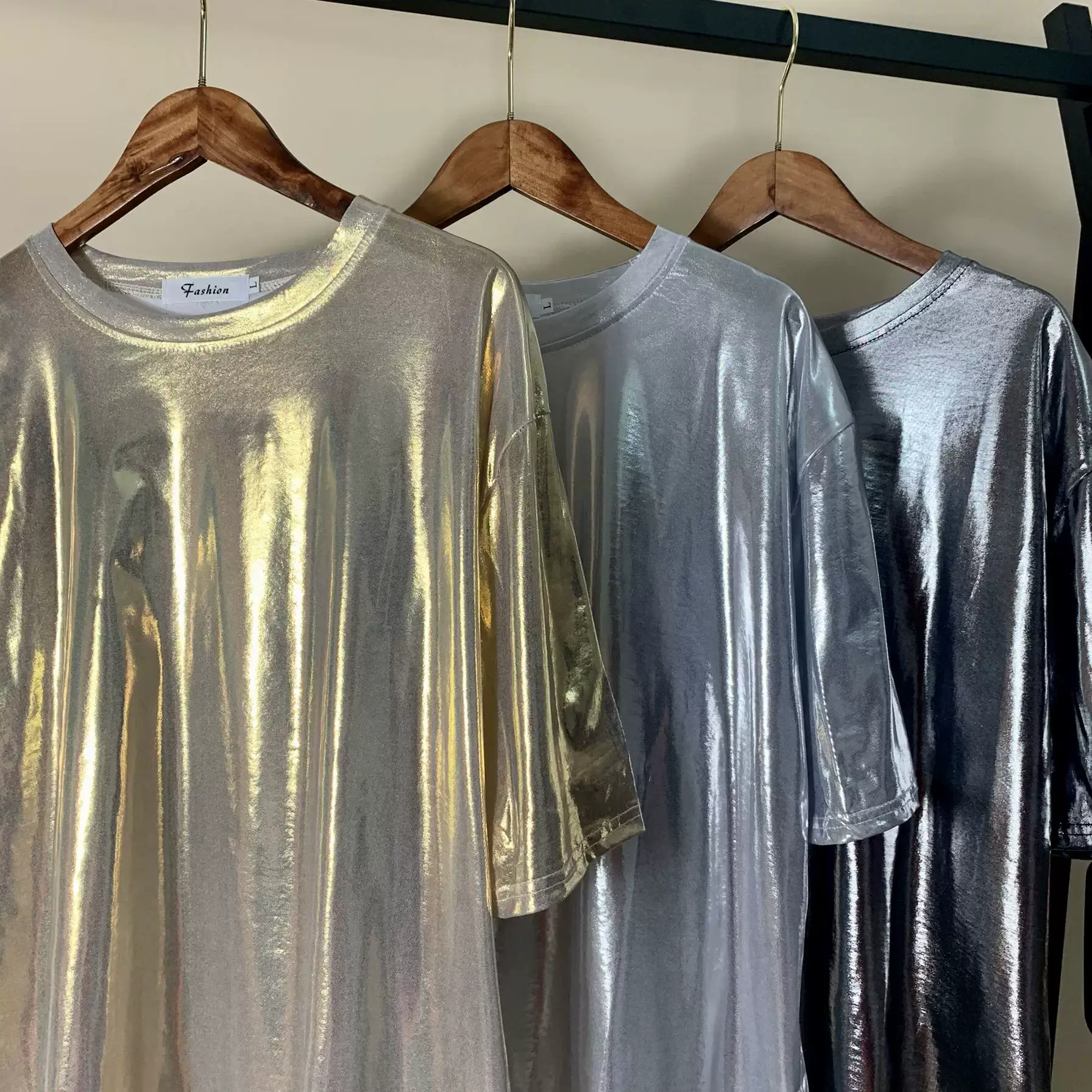 Plus Size Shiny Silver T-Shirt 2025 Summer — feature 4
