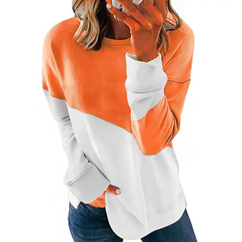 Women Cross-Color Long Sleeve Sweatshirt Top