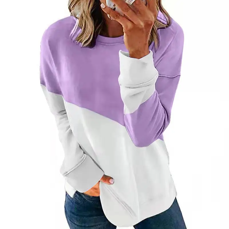 Women Cross-Color Long Sleeve Sweatshirt Top
