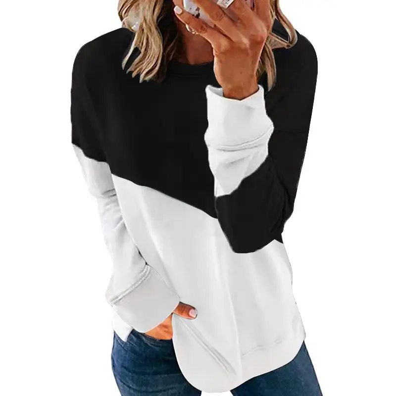Women Cross-Color Long Sleeve Sweatshirt Top