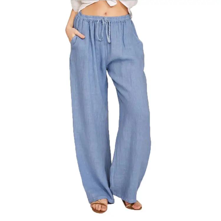 Plus Size Loose Cotton Linen Pants Brown
