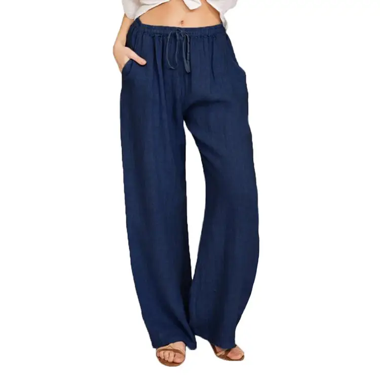Plus Size Loose Cotton Linen Pants Brown