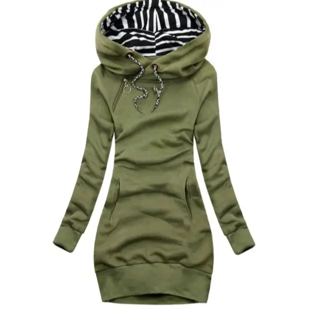 Black Zipper Hooded Long Sleeve Women's Coat