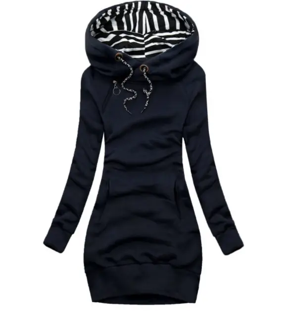 Black Zipper Hooded Long Sleeve Women's Coat