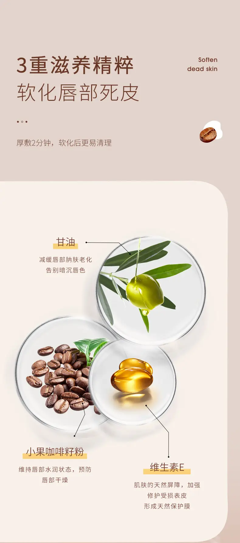 Heyxi Coffee Lip Scrub 15g Moisturizing Anti-Dry Crack Care — feature 4