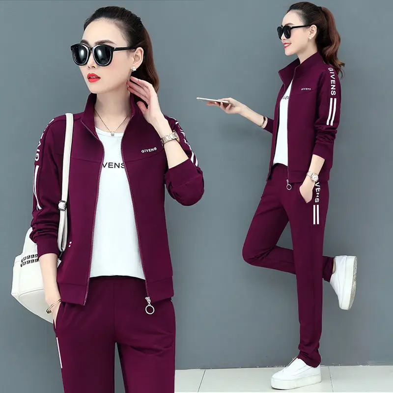 Women's Maroon Cotton Track Suit 2023 Spring Autumn Loose Fit Large - Image 2