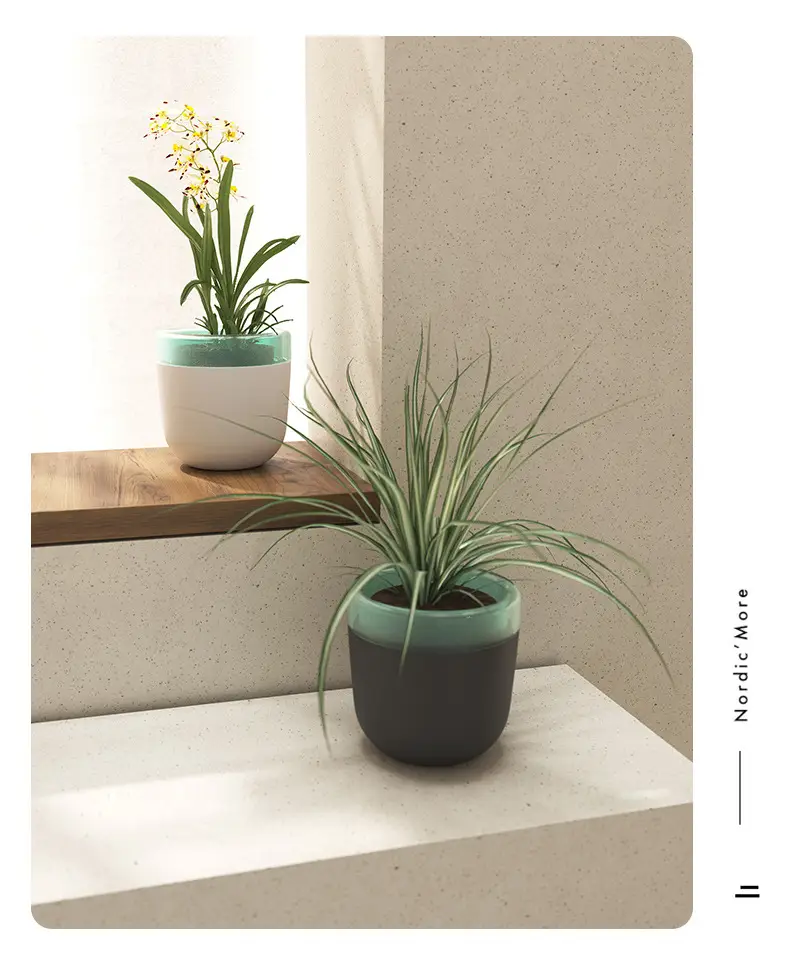 Self-Watering No-Watering Storage Flower Pot Lazy Watering Green Radish Resin Plastic Succulent Pot Self-Absorbing Water — feature 14
