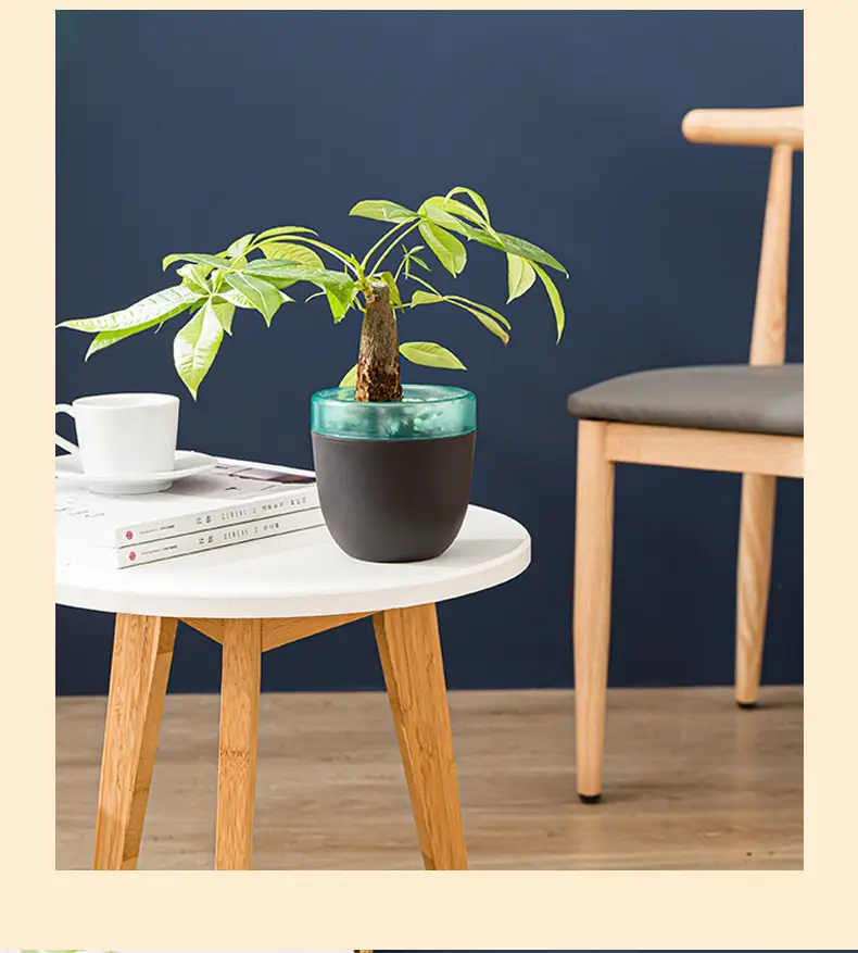 Self-Watering No-Watering Storage Flower Pot Lazy Watering Green Radish Resin Plastic Succulent Pot Self-Absorbing Water — feature 5