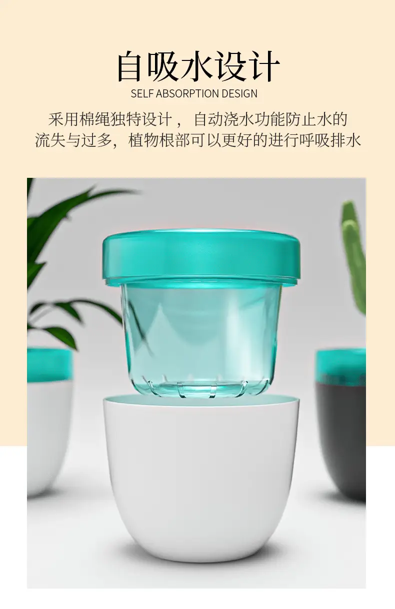 Self-Watering No-Watering Storage Flower Pot Lazy Watering Green Radish Resin Plastic Succulent Pot Self-Absorbing Water — feature 7