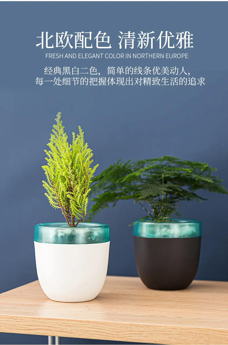 Self-Watering No-Watering Storage Flower Pot Lazy Watering Green Radish Resin Plastic Succulent Pot Self-Absorbing Water — feature 9
