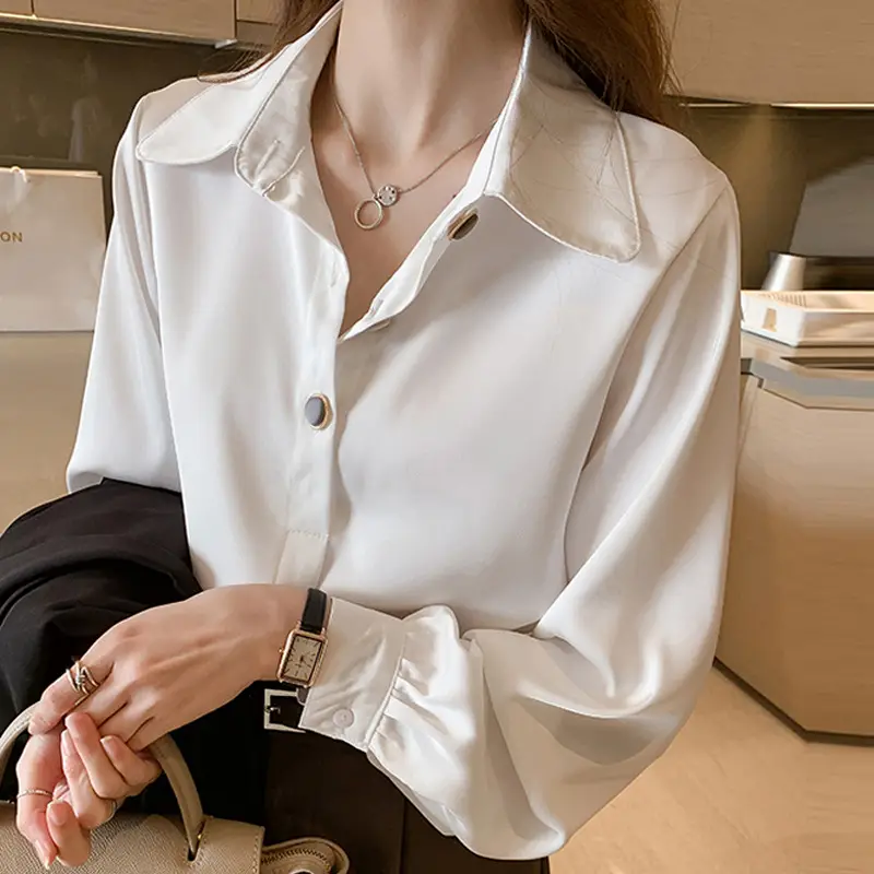 Women Chiffon Long Sleeve Shirt Red 2026 - Image 6