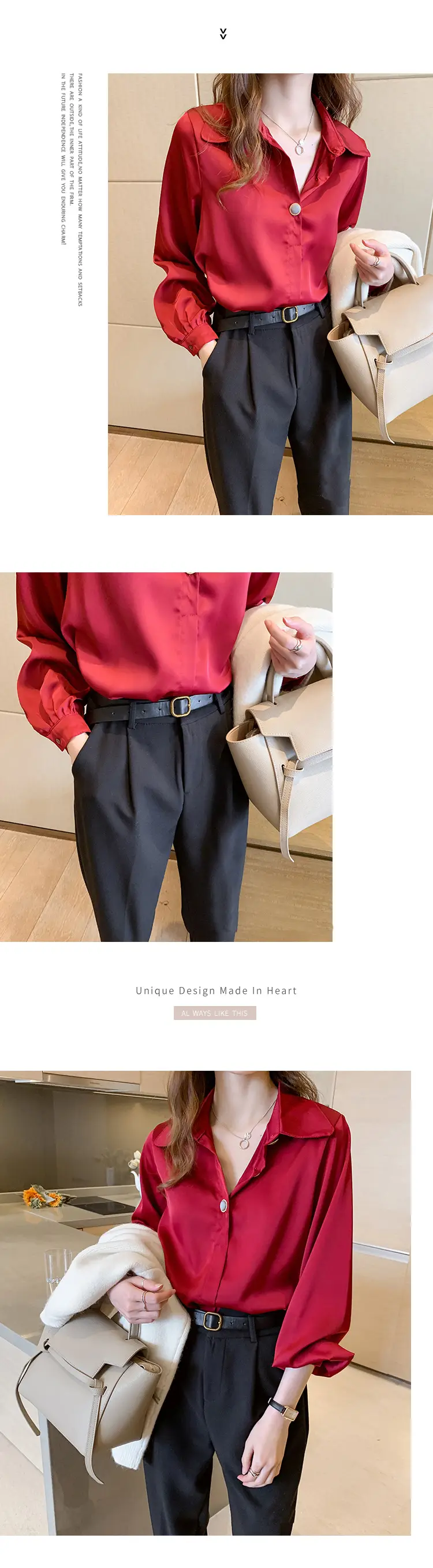 Women Chiffon Long Sleeve Shirt Red 2026 — feature 10