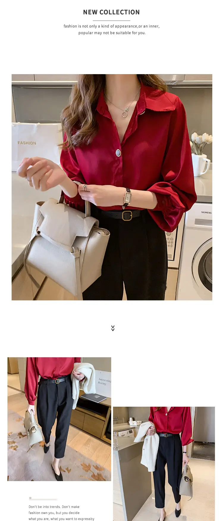 Women Chiffon Long Sleeve Shirt Red 2026 — feature 11