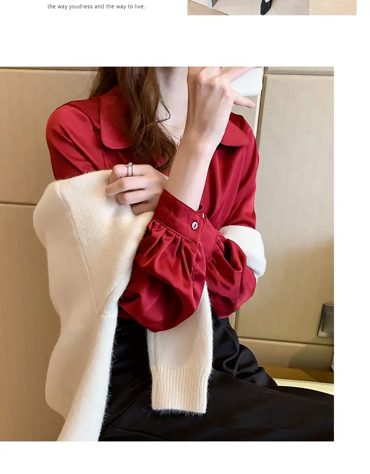 Women Chiffon Long Sleeve Shirt Red 2026 — feature 12