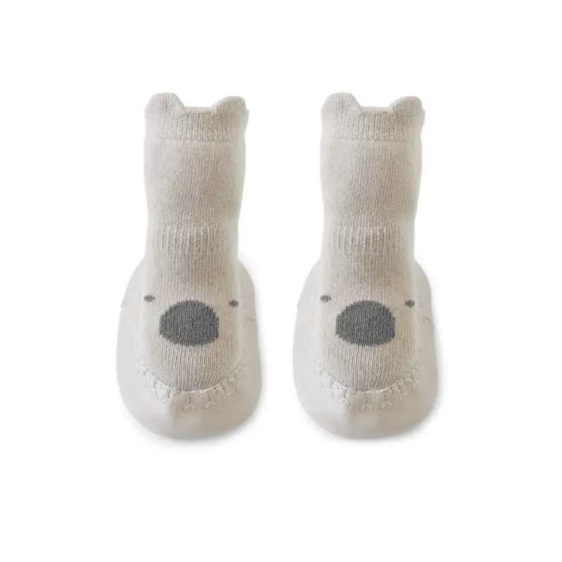 Korean Style Cartoon Baby Socks Mid-Calf Soft Beige
