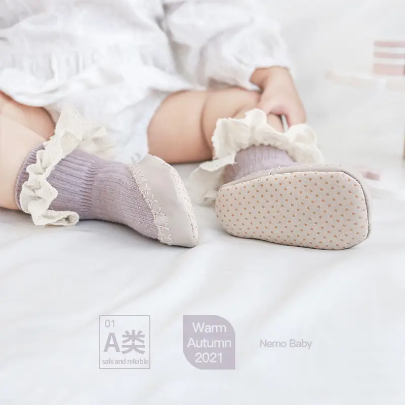 Baby Mid-Tube Anti-Slip Cotton Lace Socks