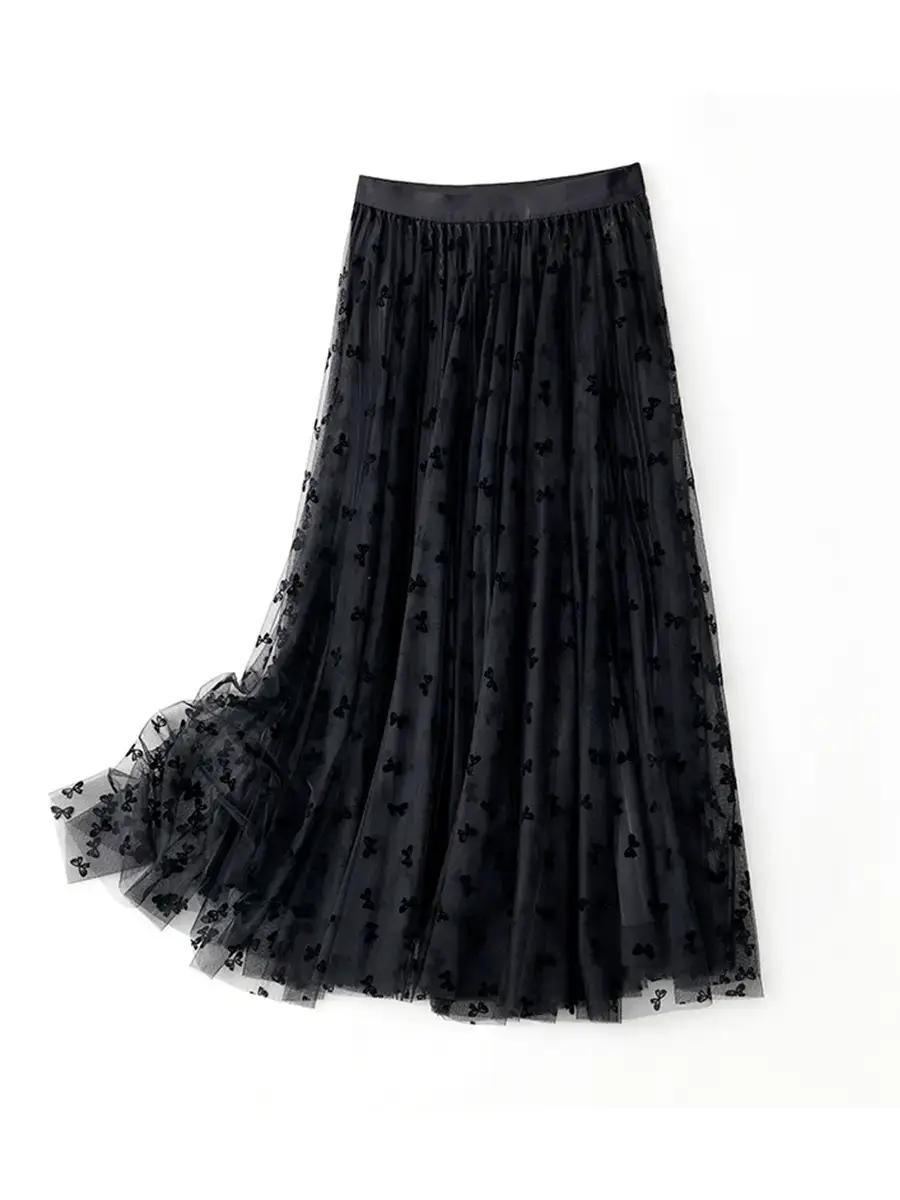 3D Flocked Bow Skirt with Bowline & Bowline Lining - Image 8