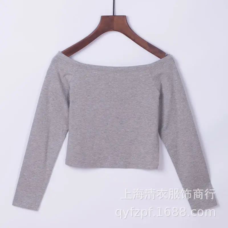 Women Long Sleeve Cropped Top Brown Korean Style - Image 2