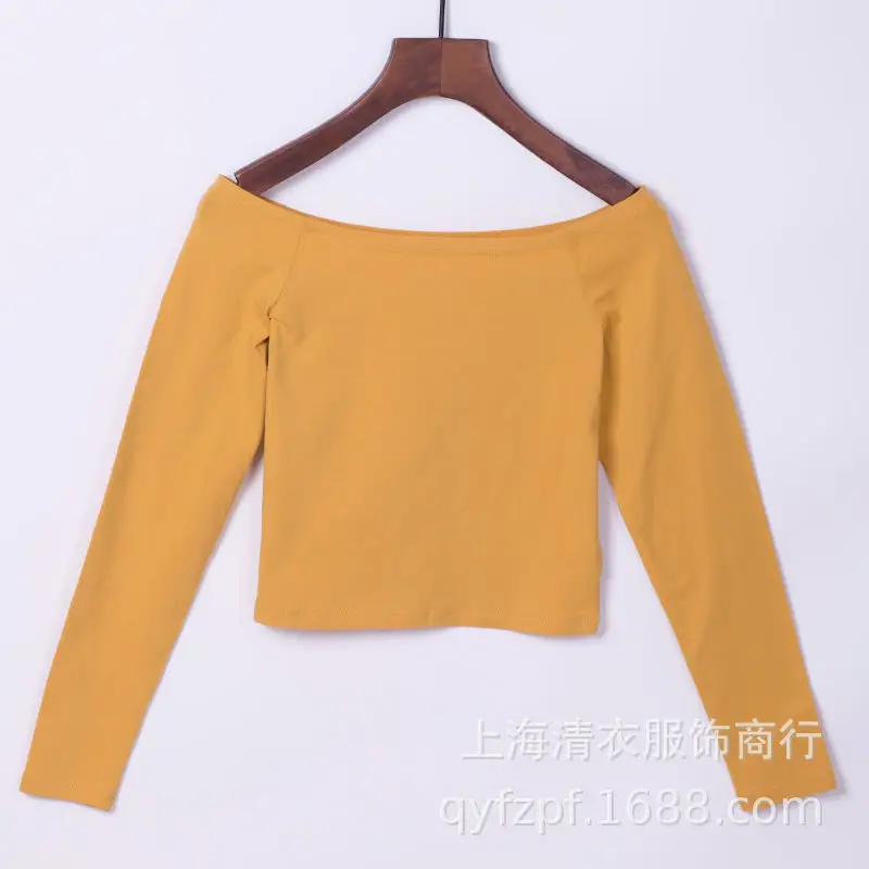 Women Long Sleeve Cropped Top Brown Korean Style - Image 4