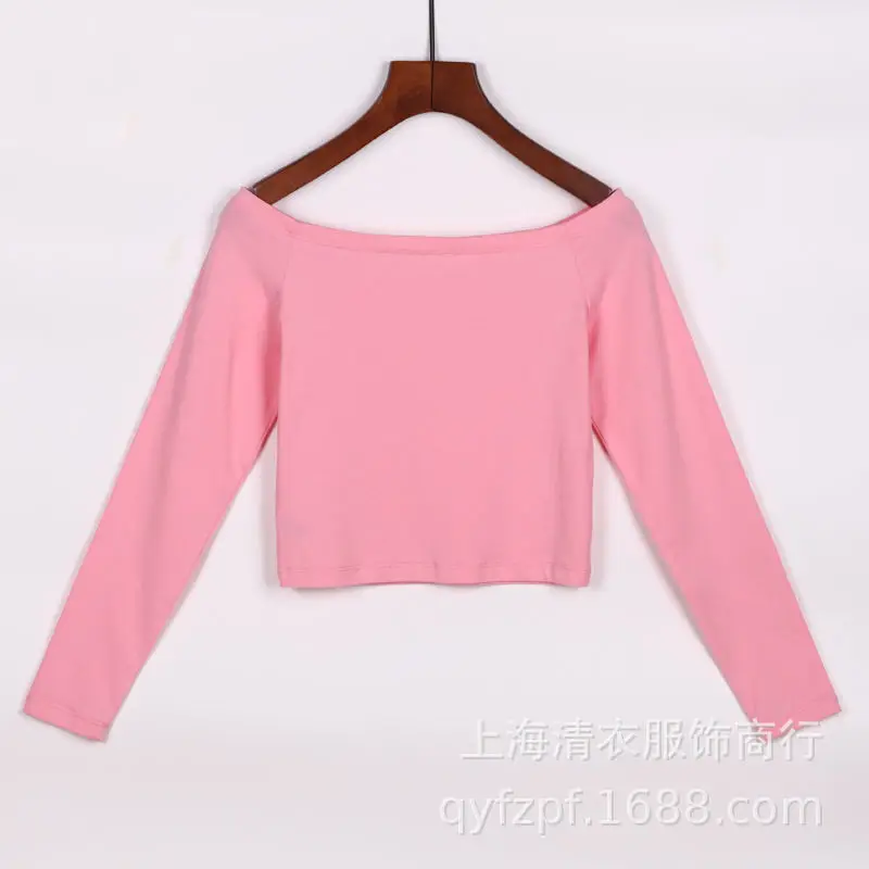 Women Long Sleeve Cropped Top Brown Korean Style - Image 5