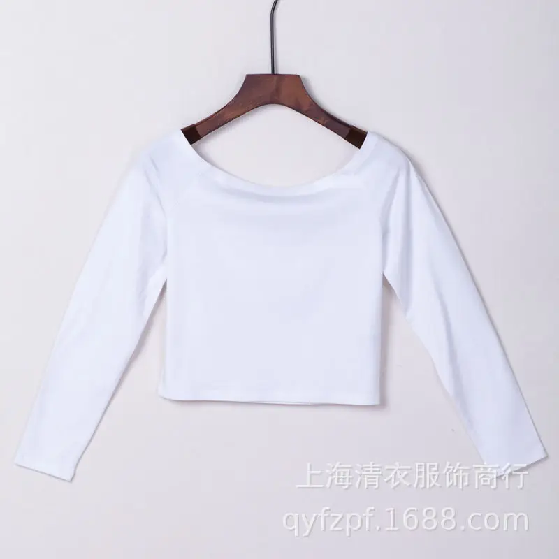 Women Long Sleeve Cropped Top Brown Korean Style - Image 6