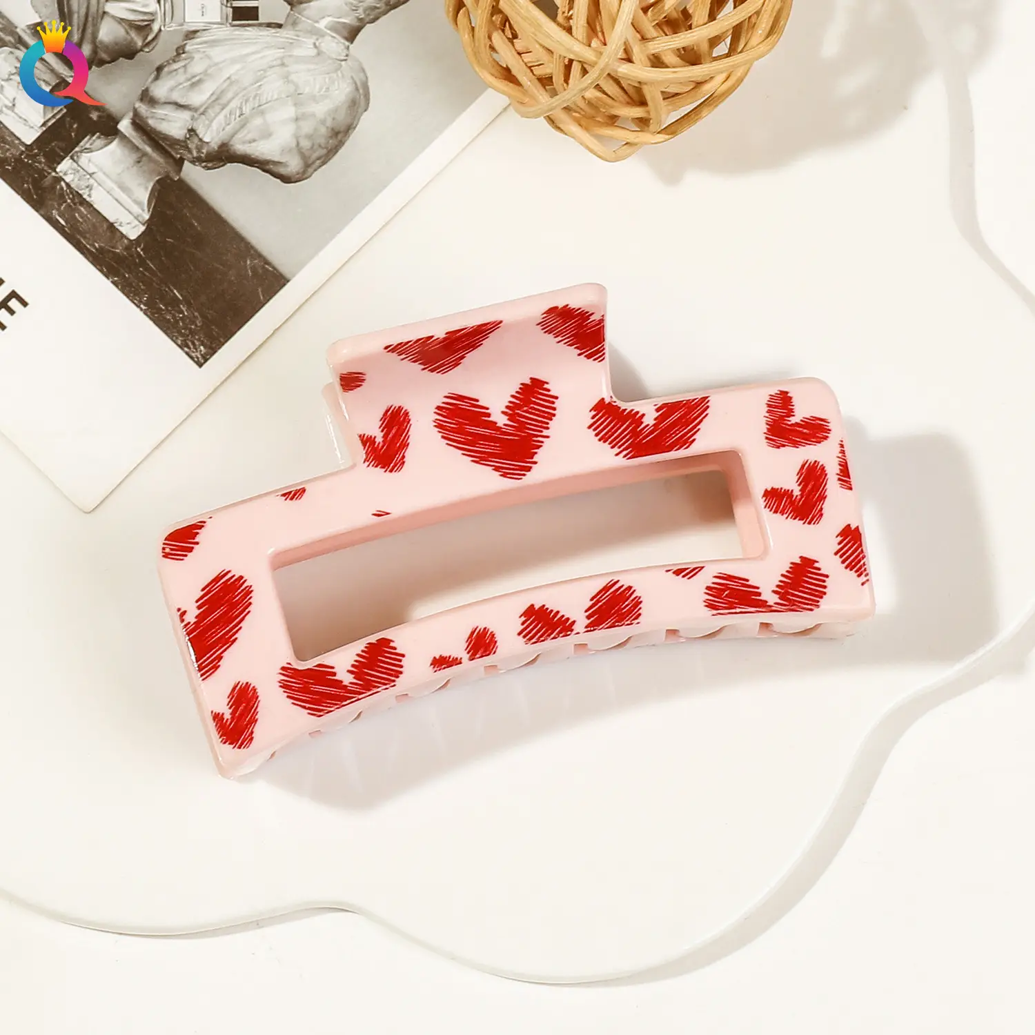 Qiyue Cross-border Printed Hairpin Shark Clip Leopard Print Large