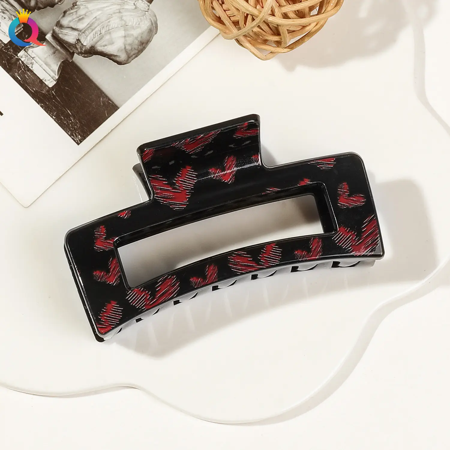 Qiyue Cross-border Printed Hairpin Shark Clip Leopard Print Large