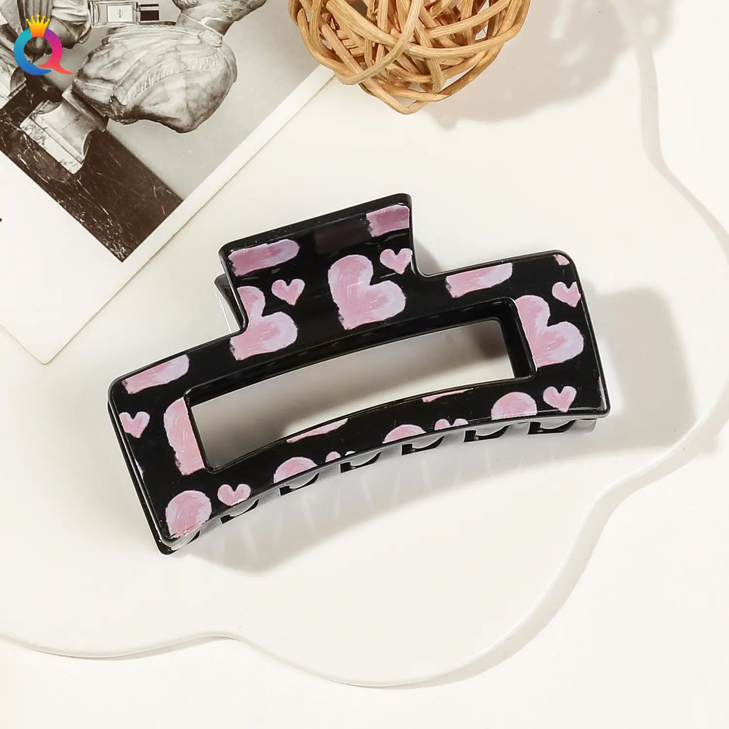 Qiyue Cross-border Printed Hairpin Shark Clip Leopard Print Large