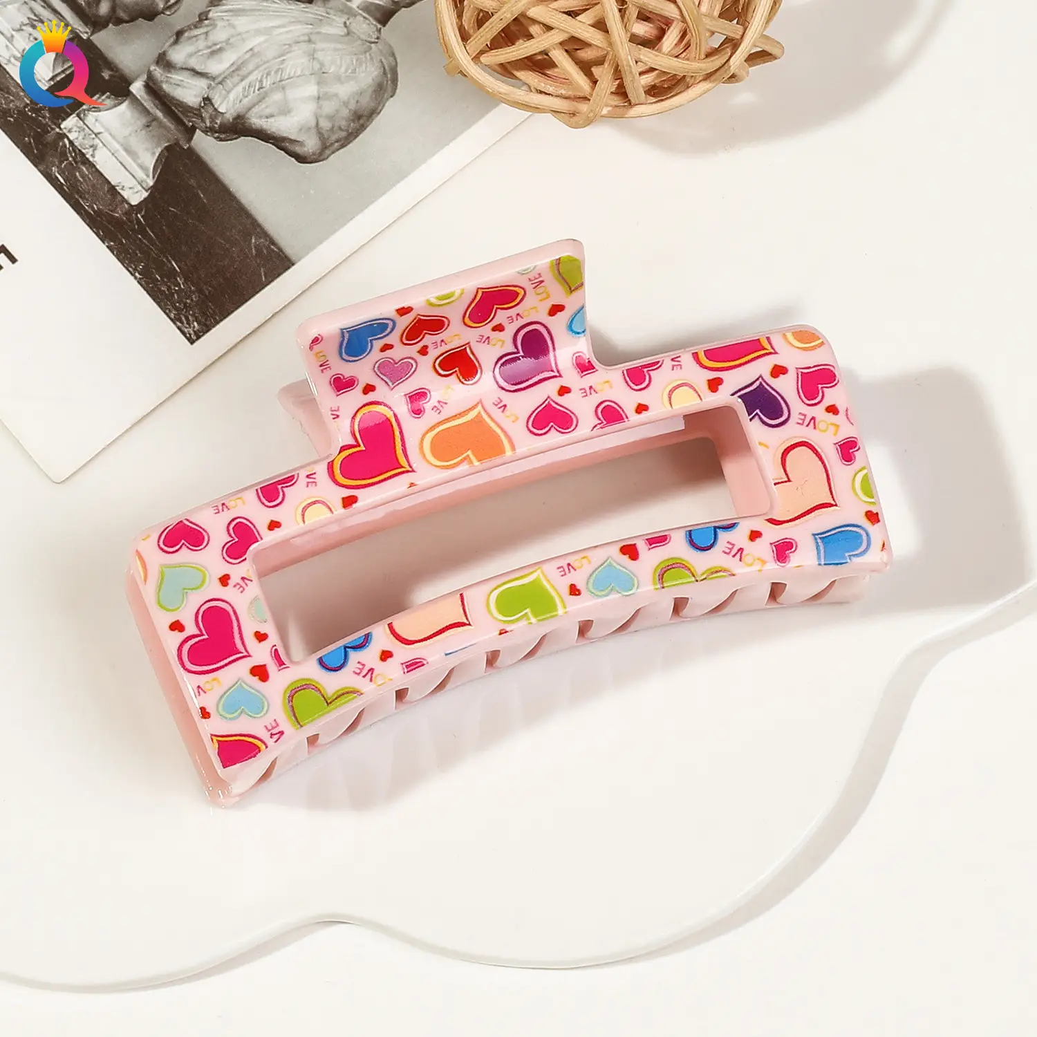 Qiyue Cross-border Printed Hairpin Shark Clip Leopard Print Large