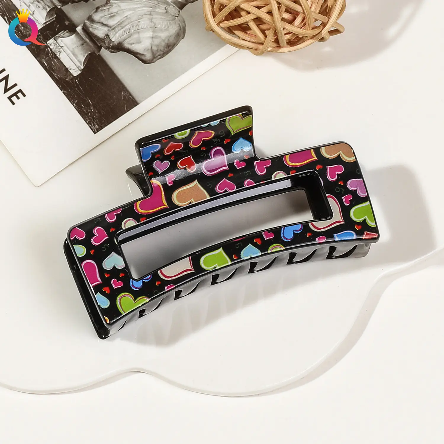 Qiyue Cross-border Printed Hairpin Shark Clip Leopard Print Large